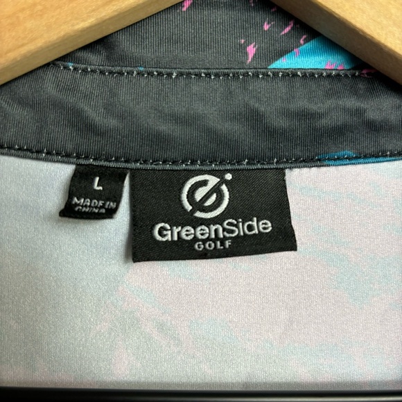 Greenside Mens Polo Golf Bugiee Abstract Pattern Golf Polo Shirt Activewear Sz L - Picture 2 of 6